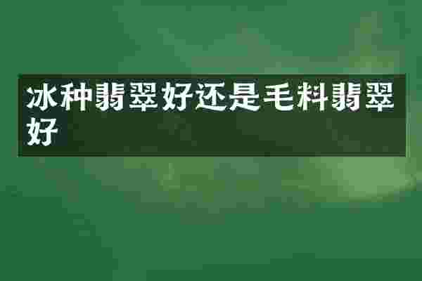 冰种翡翠好还是毛料翡翠好
