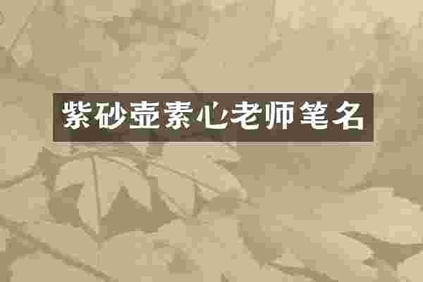 紫砂壶素心老师笔名