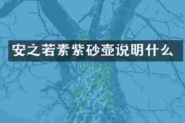 安之若素紫砂壶说明什么