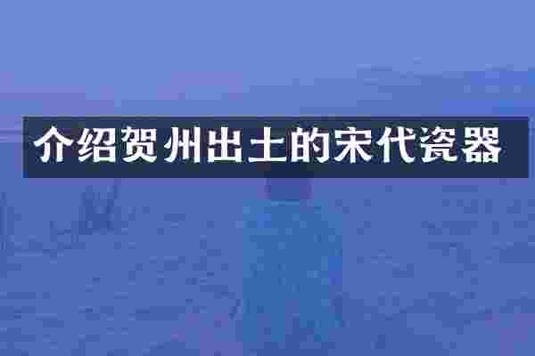 介绍贺州出土的宋代瓷器