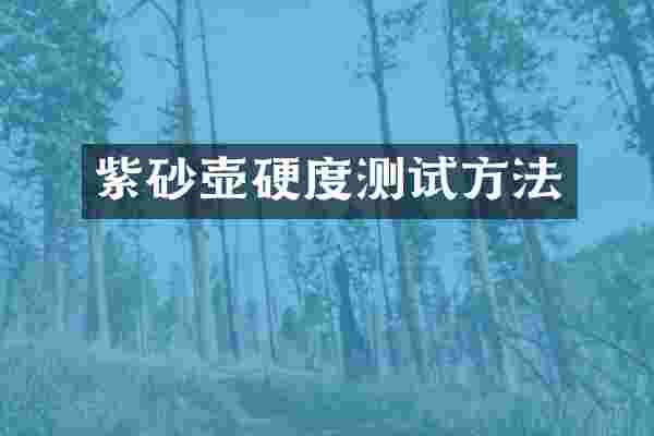 紫砂壶硬度测试方法