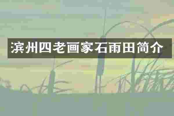滨州四老画家石雨田简介