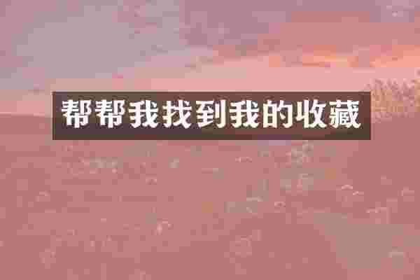 帮帮我找到我的收藏