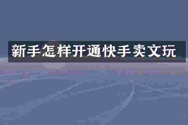 新手怎样开通快手卖文玩