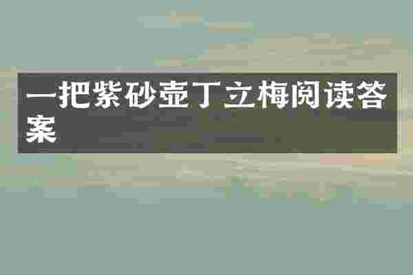 一把紫砂壶丁立梅阅读答案
