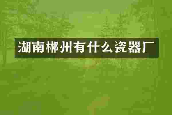 湖南郴州有什么瓷器厂