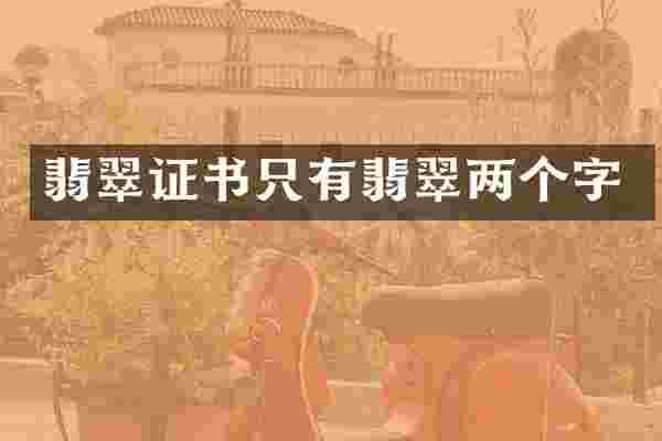 翡翠证书只有翡翠两个字