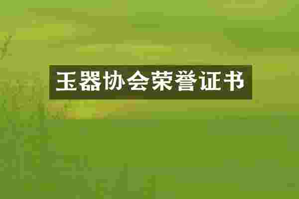玉器协会荣誉证书