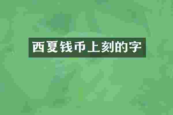 西夏钱币上刻的字