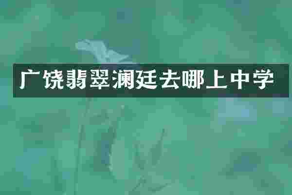 广饶翡翠澜廷去哪上中学