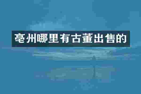 亳州哪里有古董出售的