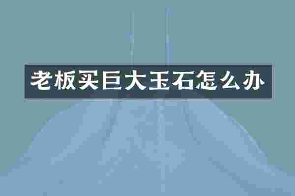 老板买巨大玉石怎么办