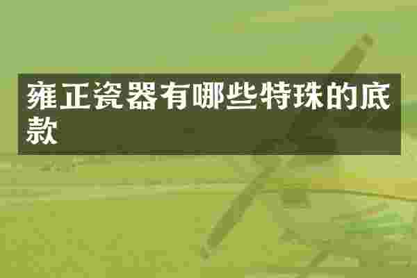 雍正瓷器有哪些特珠的底款