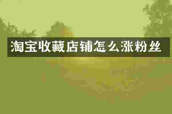 淘宝收藏店铺怎么涨粉丝