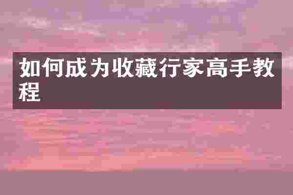 如何成为收藏行家高手教程