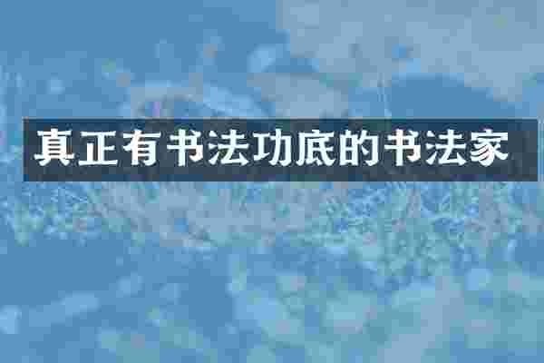 真正有书法功底的书法家