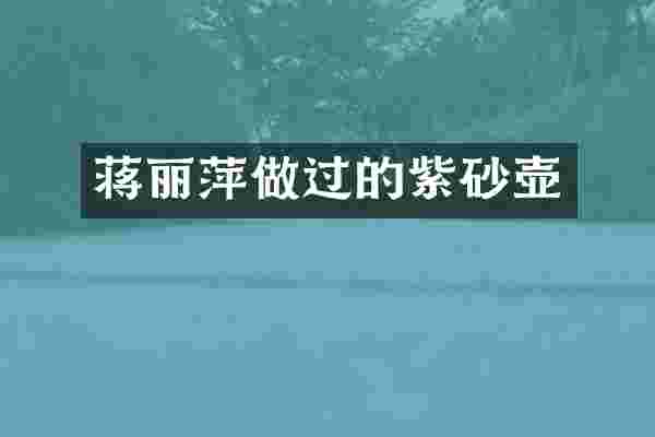 蒋丽萍做过的紫砂壶
