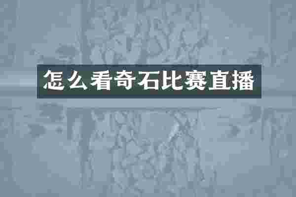 怎么看奇石比赛直播