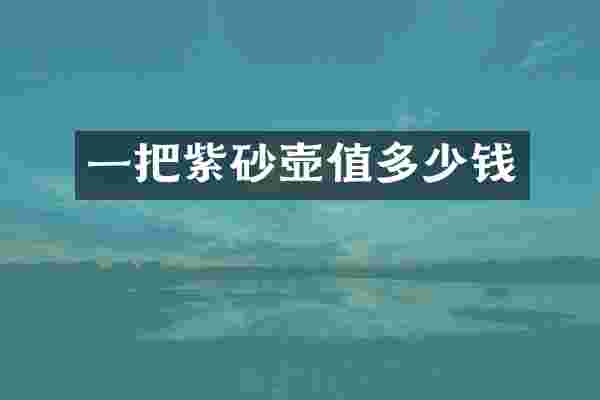 一把紫砂壶值多少钱