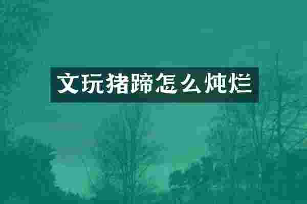 文玩猪蹄怎么炖烂