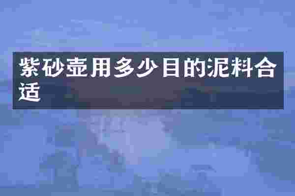 紫砂壶用多少目的泥料合适