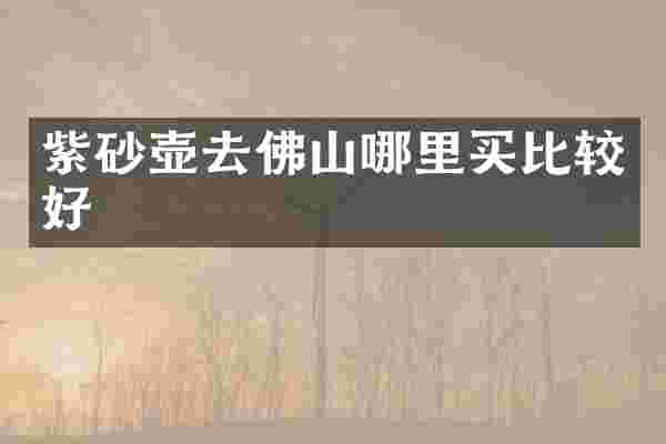 紫砂壶去佛山哪里买比较好