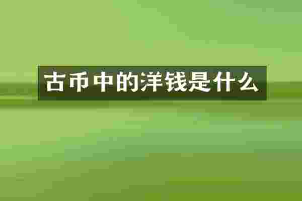 古币中的洋钱是什么