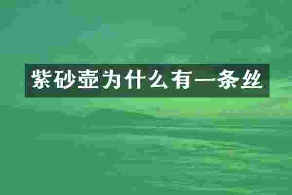 紫砂壶为什么有一条丝