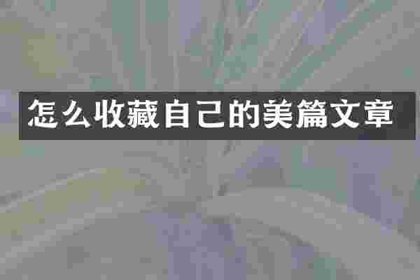 怎么收藏自己的美篇文章