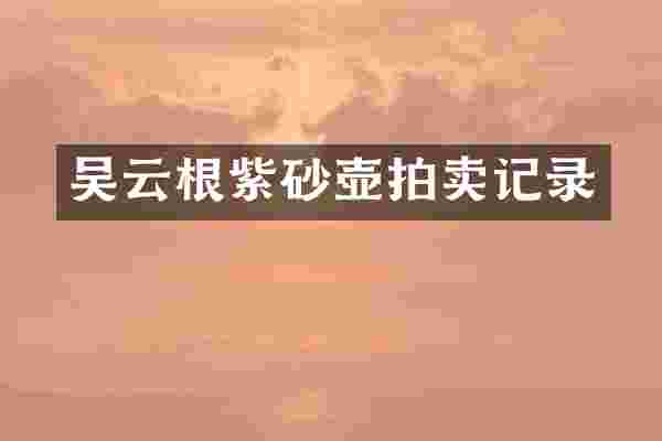 吴云根紫砂壶拍卖记录