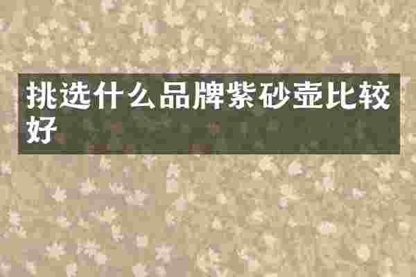 挑选什么品牌紫砂壶比较好
