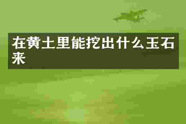 在黄土里能挖出什么玉石来