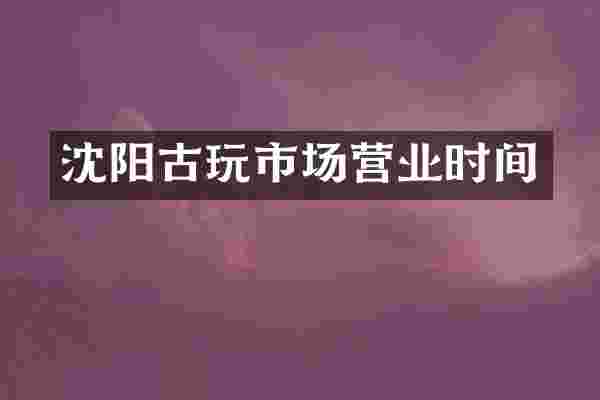 沈阳古玩市场营业时间