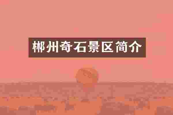郴州奇石景区简介