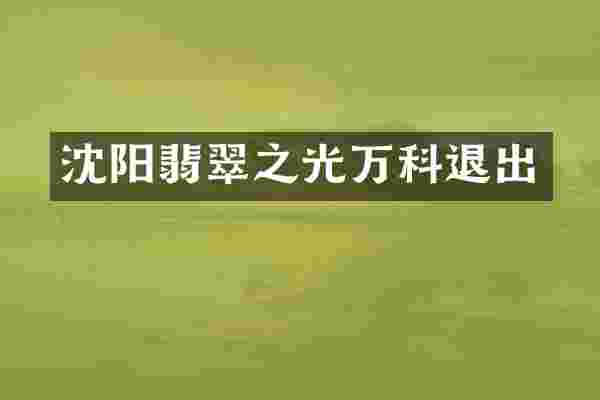 沈阳翡翠之光万科退出