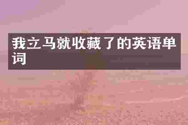 我立马就收藏了的英语单词