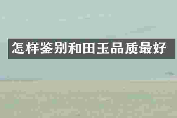 怎样鉴别和田玉品质最好