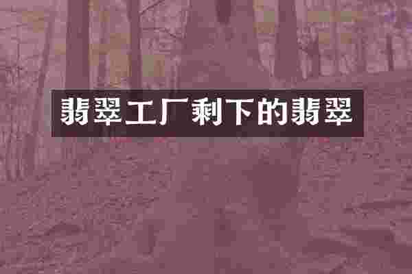 翡翠工厂剩下的翡翠