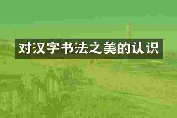 对汉字书法之美的认识