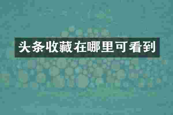 头条收藏在哪里可看到
