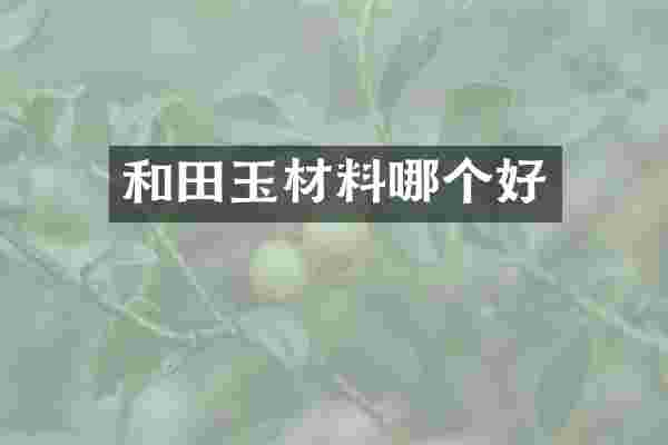 和田玉材料哪个好
