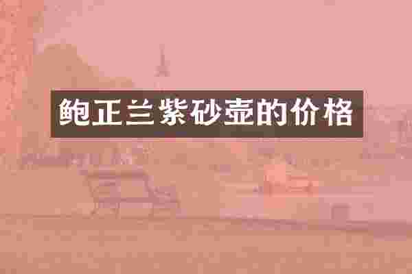 鲍正兰紫砂壶的价格