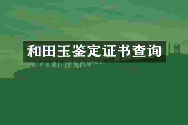 和田玉鉴定证书查询