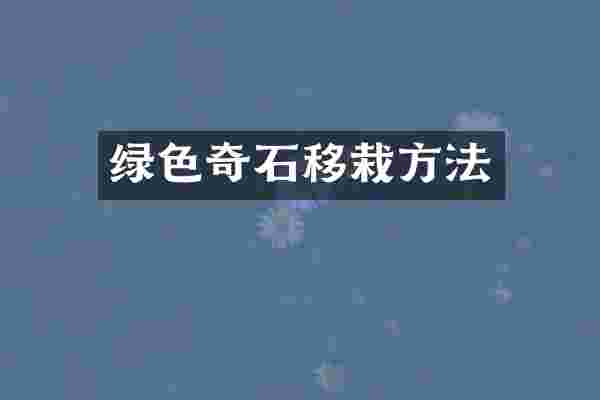 绿色奇石移栽方法