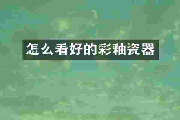 怎么看好的彩釉瓷器