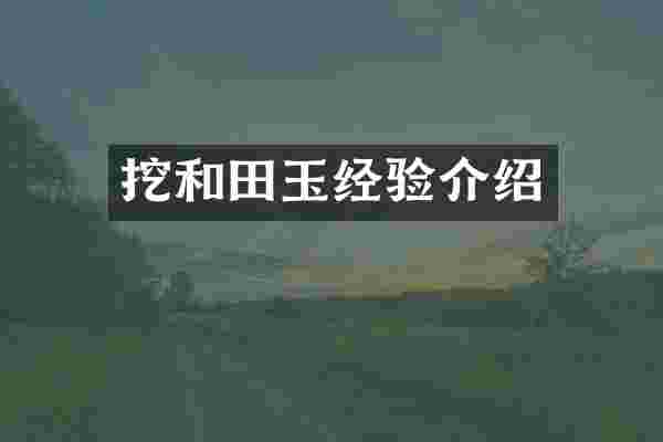 挖和田玉经验介绍