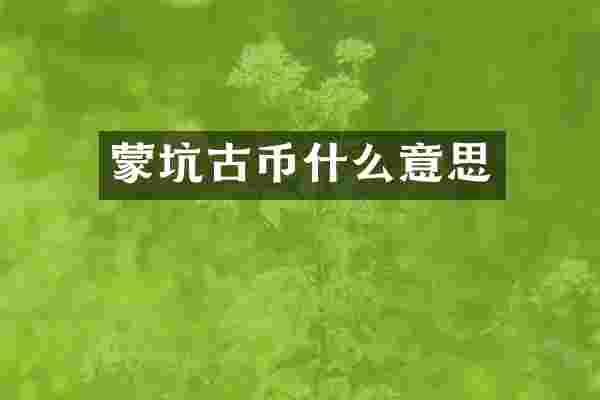 蒙坑古币什么意思