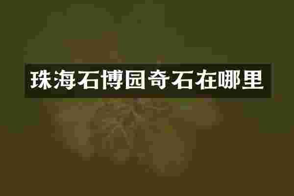 珠海石博园奇石在哪里