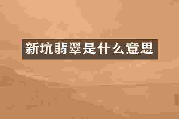 新坑翡翠是什么意思