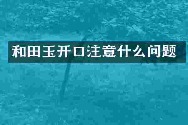 和田玉开口注意什么问题